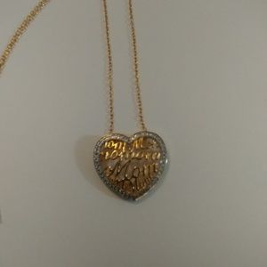 18KT gold over brass Mom pendant with chain